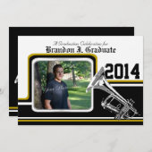 Varsity Band Trompet Afstuderen Foto Goud Kaart (Voorkant / Achterkant)