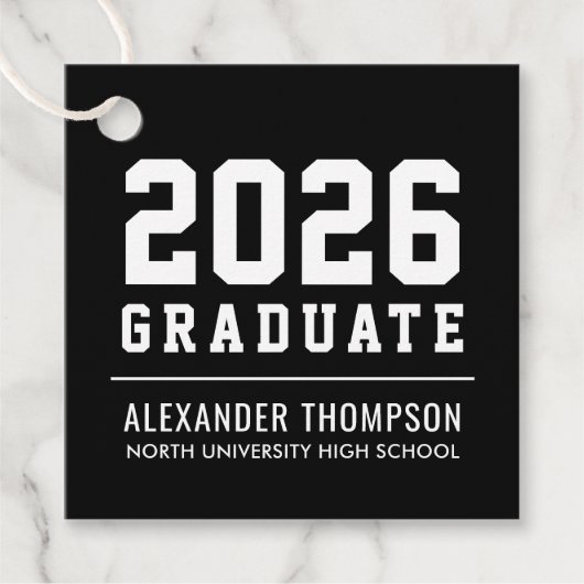 Varsity Black 2026 Afstudeerfeest Bedankjes Labels (Voorkant)