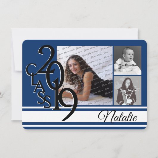 Varsity Blue 2019 Afstuderen Tri Foto Kaart (Voorkant)