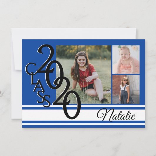 Varsity Blue 2020 Afstuderen Tri Foto Kaart (Voorkant)
