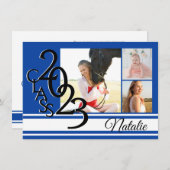 Varsity Blue 2023 Afstuderen Tri Foto Kaart (Voorkant / Achterkant)