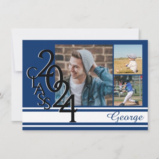 Varsity Blue 2024 Afstuderen Tri Foto Kaart (Voorkant)