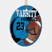 Varsity Blue en Black Football Keramisch Ornament (Rechts)