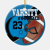 Varsity Blue en Black Football Keramisch Ornament (Voorkant)