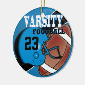 Varsity Blue en Black Football Keramisch Ornament (Links)