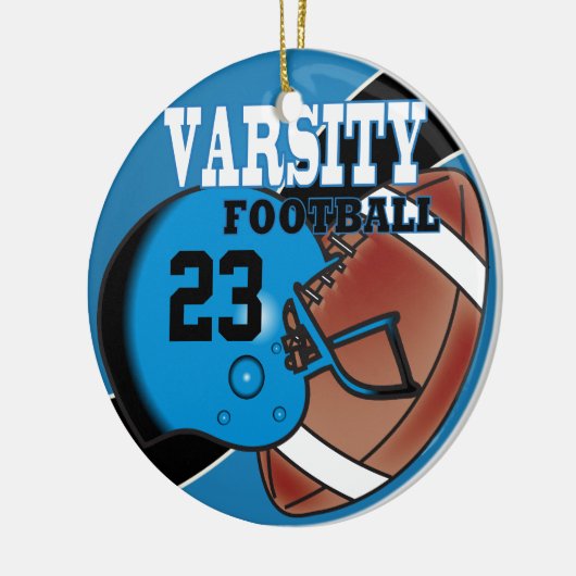 Varsity Blue en Black Football Keramisch Ornament (Links)
