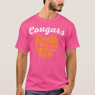Varsity Blues Gold Cougars Heart Basketball - NL T-shirt