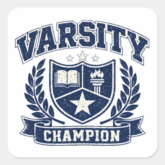 Varsity Champion – College Athletic Trophy Vierkante Sticker (Voorkant)