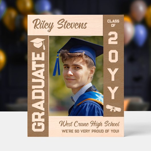 Varsity Font Afstuderen klasse van jaar en naam Gegraveerde Lijstjes