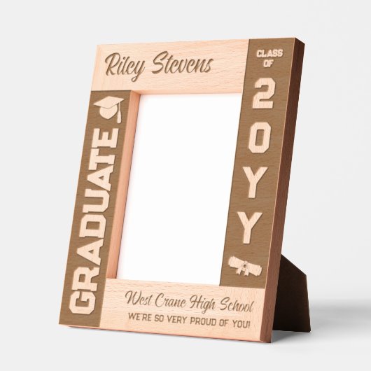 Varsity Font Afstuderen klasse van jaar en naam Gegraveerde Lijstjes (Links)