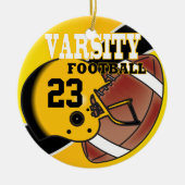 Varsity Golden Yellow en Black Football Keramisch Ornament (Voorkant)