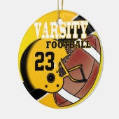 Varsity Golden Yellow en Black Football Keramisch Ornament (Links)