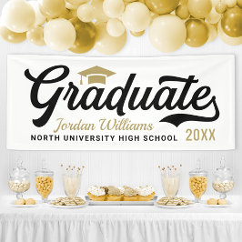 Varsity Graduate Black Gold Schrift Spandoek