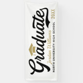 Varsity Graduate Black Gold Schrift Spandoek (Verticaal)