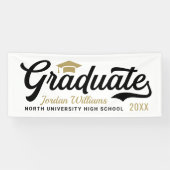 Varsity Graduate Black Gold Schrift Spandoek (Horizontaal)