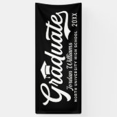 Varsity Graduate Vet Bold Zwarte Script Spandoek (Verticaal)
