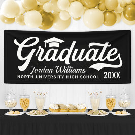 Varsity Graduate Vet Bold Zwarte Script Spandoek