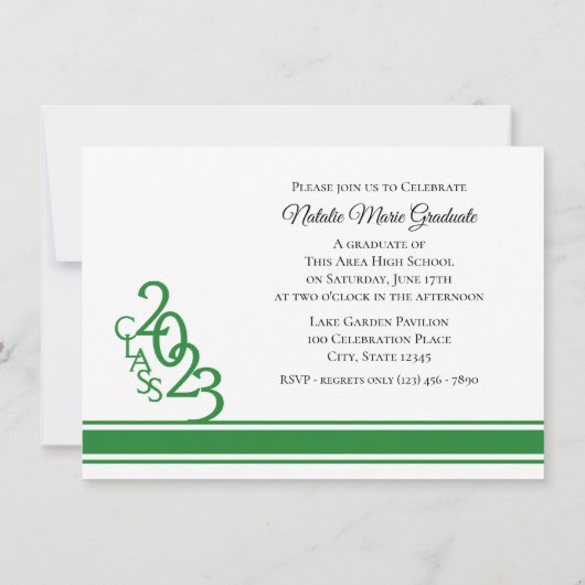 Varsity Green 2023 Afstuderen Tri Fotouitnodiging Kaart (Achterkant)