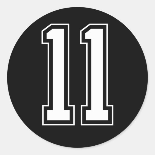 Varsity Jersey Number 11 Ronde Sticker (Voorkant)