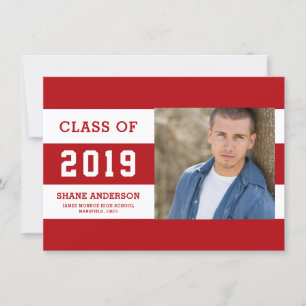 Varsity Lettering Striped Afstudeerder Foto Aankon Aankondiging