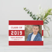 Varsity Lettering Striped Afstudeerder Foto Aankon Aankondiging (Staand voorkant)