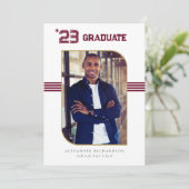 Varsity Letterman | Foto rood en gouden Afstuderen Aankondiging (Staand voorkant)