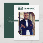 Varsity Letterman | Foto van Green & Gold Afstuder Aankondiging (Voorkant / Achterkant)