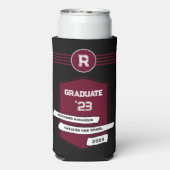 Varsity Letterman | Monogram Afstuderen Burgundy Seltzer Blikjeskoeler (Seltzer Achterkant)
