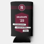 Varsity Letterman | Monogram Afstuderen Burgundy Seltzer Blikjeskoeler (Achterkant)