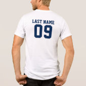 Varsity Navy aangepast voetbalteam vader Tri-Blend Shirt (Achterkant)