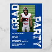 Varsity Navy Sporten Afstudeerfeest Uitnodiging (Achterkant)