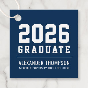 Varsity Navyblauw 2026 Afgestudeerde Afstudeerfees Bedankjes Labels