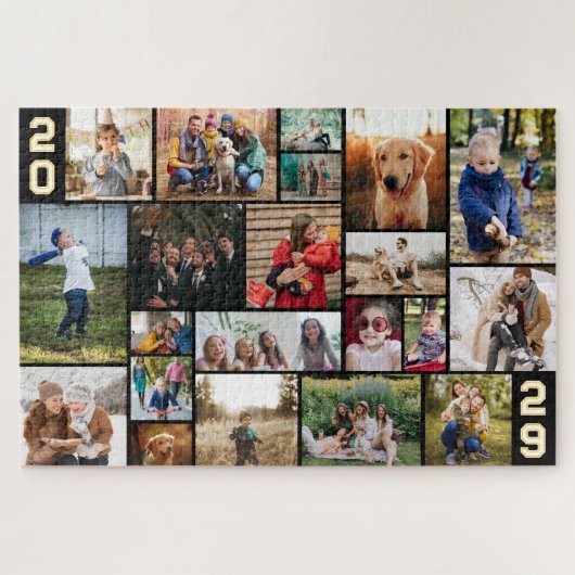 Varsity Numbers Big Photo Collage van uw jaar Legpuzzel (Horizontaal)