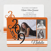 Varsity Orange 2019 Afstudeerdriehoekfoto Kaart (Voorkant / Achterkant)