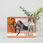 Varsity Orange 2019 Afstudeerdriehoekfoto Kaart (Staand voorkant)