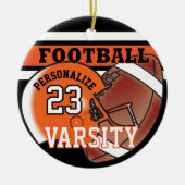 Varsity Oranje en Black Football Keramisch Ornament (Voorkant)