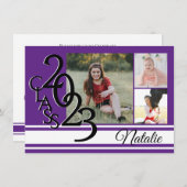 Varsity Paars 2023 Afstuderen Tri Foto Kaart (Voorkant / Achterkant)
