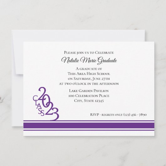 Varsity Paars 2023 Afstuderen Tri Foto Kaart (Achterkant)