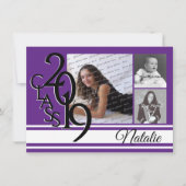 Varsity Paarse 2019 Afstuderen Drie Foto Kaart (Voorkant)