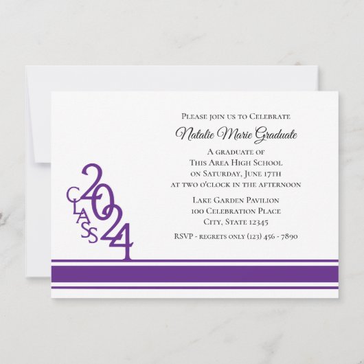 Varsity Paarse 2024 Afstuderen Tri Foto Kaart (Achterkant)