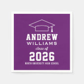 Varsity Paarse Afstudeerfeest Klas van 2026 Servetten (Voorkant)
