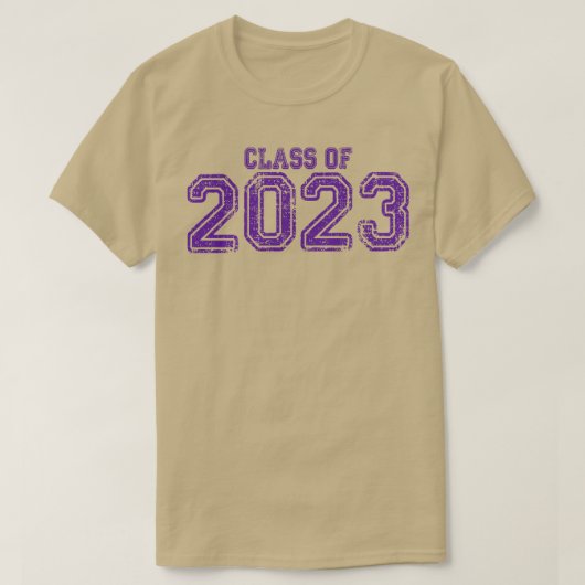 Varsity Paarse Klasse van 2023 T-shirt (Design voorkant)
