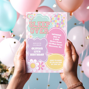 Varsity pastel patch Slaapfeest Verjaardag Kaart
