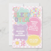 Varsity pastel patch Sleepover Verjaardag Kaart (Voorkant)