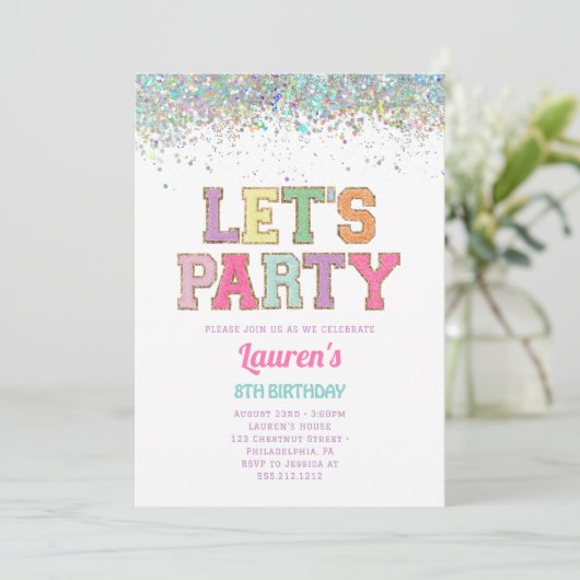 Varsity Patch Letters Verjaardagsfeest Kaart (Staand voorkant)