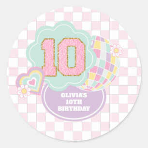 Varsity preppy pastel patch 10e verjaardag ronde sticker