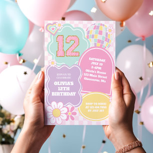 Varsity preppy pastel patch 12e verjaardag kaart