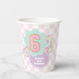 Varsity preppy pastel patch 6e verjaardag papieren bekers