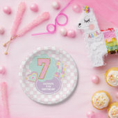 Varsity preppy pastel patch 7de verjaardag papieren bordje (Feest)