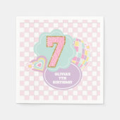Varsity preppy pastel patch 7de verjaardag servet (Voorkant)